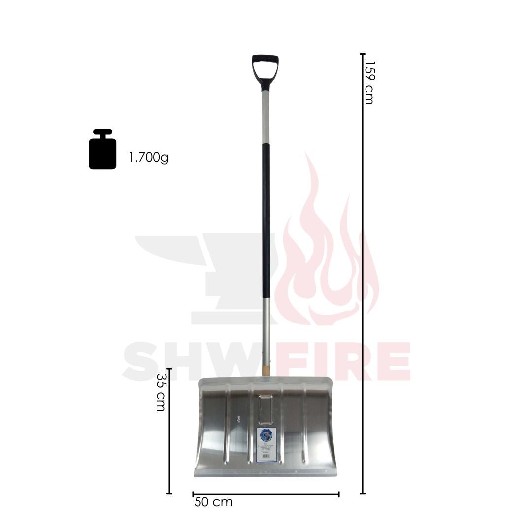 SHW Schneeschieber - Aluminium 50 cm mit Aluminiumkante und ergonomischem Stiel - SHW - FIRE