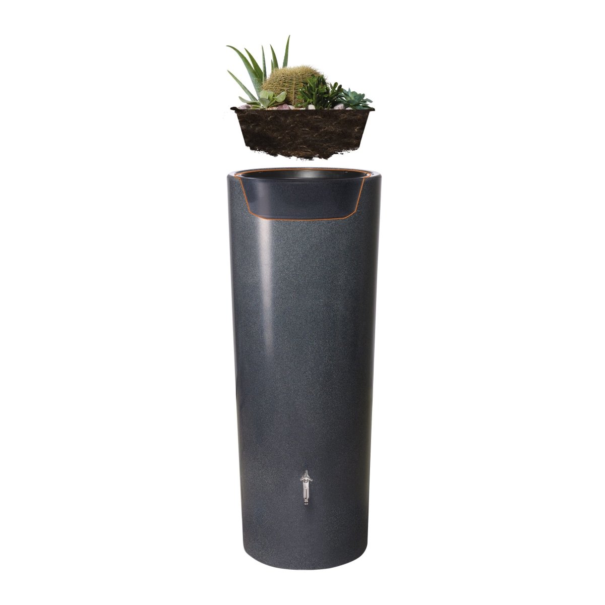 GARANTIA STONE 2in1 Regenspeicher 350 L, mit Pflanzschale - SHW - FIRE