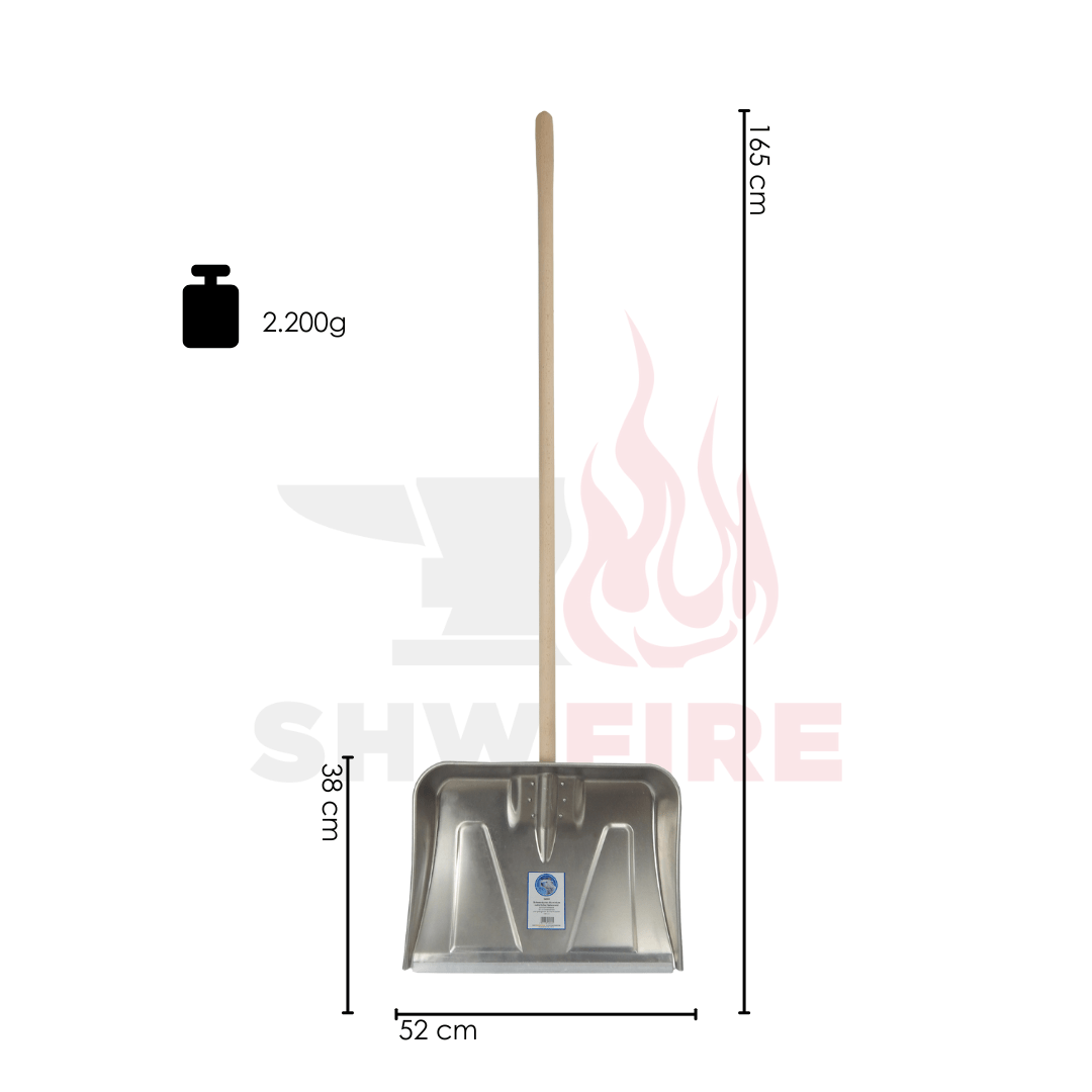 SHW Aluminium Schneeräumer mit hochgezogenem Seitenrand und Holzstiel - SHW - FIRE